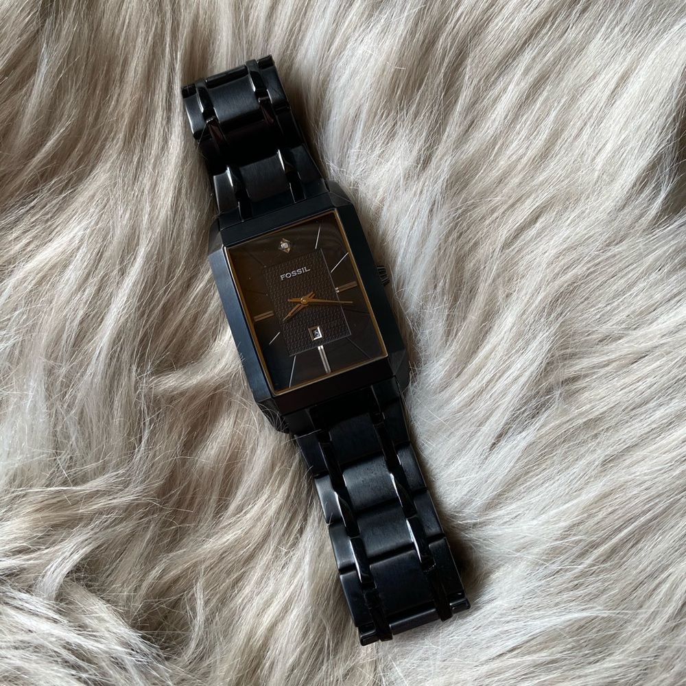 Men’s Fossil Watch Black Stainless Steel Watch